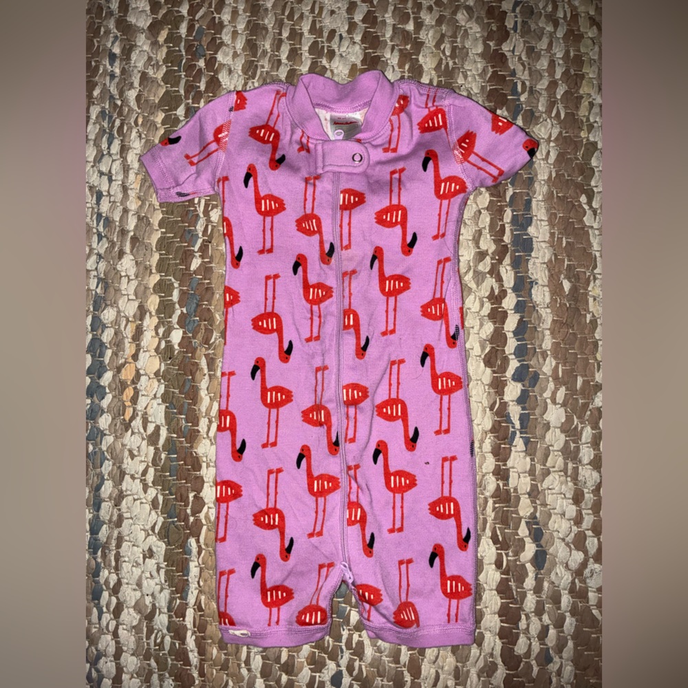 Hanna Andersson Pink Onesie with Red Flamingos